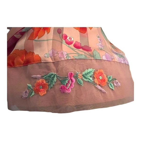 Vintage VS Embroidered Floral Chiffon Kimono M - Picture 9 of 12